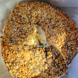 Hot Bagels Abroad - Delicious flat everything with scallion cream cheese