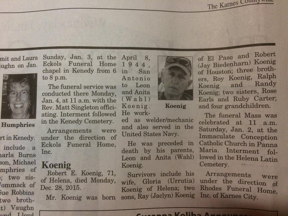 RHODES FUNERAL HOME 115 S Esplanade St, Karnes City, Texas Funeral