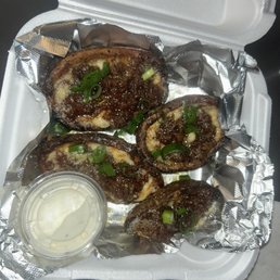 Candied bacon potato skins Candied bacon potato skins