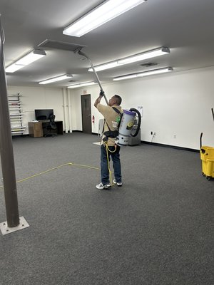 Weekly janitorial service - We were hired by WAGGZ Inc for a weekly janitorial service including vacumming, removing of the trash. This customer requested we focus in the restrooms, dining area, and trash removal. Our packages are custom made to each and every one of our clients!