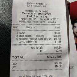 Bowlero Montebello - charged a COVID fee? I thought business wanted our business but they are charging extra to visit ?