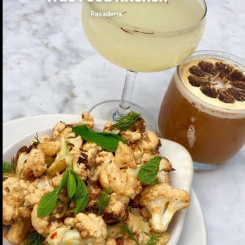 True Food Kitchen - Charred Cauliflower, Yuzu Martini, and an Apple Jack for lunch for two~ - Vegetarian Near Me - Pasadena, California True Food Kitchen - Charred Cauliflower, Yuzu Martini, and an Apple Jack for lunch for two~ - Vegetarian Near Me - Pasadena, California