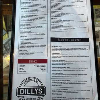 Dillys Restaurant and Bar - Menu 7/2024 - Bars Near Me - Akron, Indiana