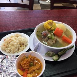 American Latino Deli - Lunch mea plus small side of trip. Mondongo guisado. Y sopa de res