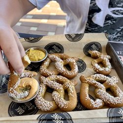 Oak & Stone - Pretzels with beer cheese and mustard sauces