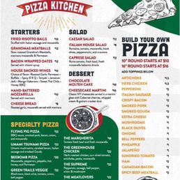 Appetizers, Salads, Desserts and Pizza Menu