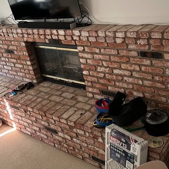 Cali Shine Construction - Huge brick fireplace before Demo which took up way to much space. - Demolition Services Near Me - Glendora, California Cali Shine Construction - Huge brick fireplace before Demo which took up way to much space. - Demolition Services Near Me - Glendora, California