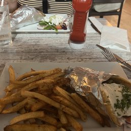falafel wrap with fries