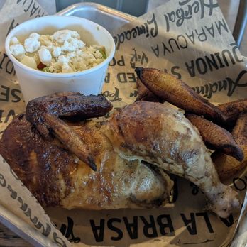 Viva Chicken - Half chicken with Peruvian corn salad and fried plantains - Peruvian Near Me - St. George, Utah
