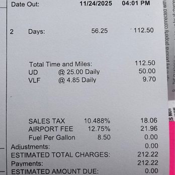 Thrifty Rent A Car - my receipt after they added fees and increased the already existing taxes and fees - Car Rental Near Me - SAINT LOUIS AP, Missouri Thrifty Rent A Car - my receipt after they added fees and increased the already existing taxes and fees - Car Rental Near Me - SAINT LOUIS AP, Missouri