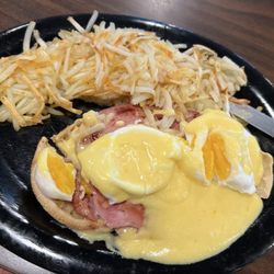 Frontier Cafe - NO ONE should be allowed to serve eggs benedict with overcooked eggs. No one And those are NOT crispy potatoes