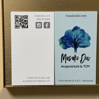 Masako Doi Acupuncture & TCM - Business cards - Traditional Chinese Medicine Near Me - Vancouver, British Columbia Masako Doi Acupuncture & TCM - Business cards - Traditional Chinese Medicine Near Me - Vancouver, British Columbia
