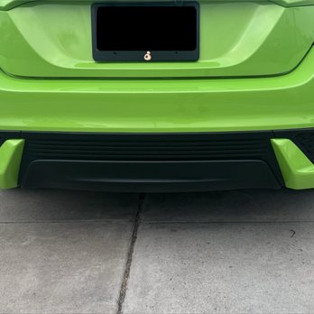 Done Right Auto Body - Perfect rear bumper on a lime green car with new black trim - Body Shops Near Me - National City, California Done Right Auto Body - Perfect rear bumper on a lime green car with new black trim - Body Shops Near Me - National City, California