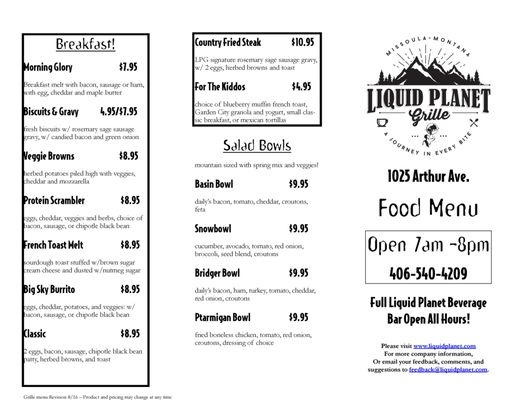 Menu photo 3 Liquid Planet Grille Missoula, MT Menu photo 3 Liquid Planet Grille Missoula, MT