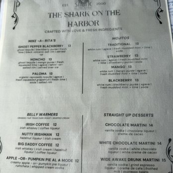 The Shark on the Harbor - Menu drinks - Seafood Near Me - Ocean City, Maryland The Shark on the Harbor - Menu drinks - Seafood Near Me - Ocean City, Maryland