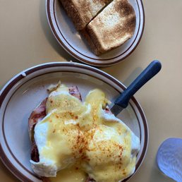 Eggs Benedict and toast Eggs Benedict and toast