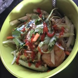 Bun Tom Nuong, added sriracha for more spice. Bun Tom Nuong, added sriracha for more spice.