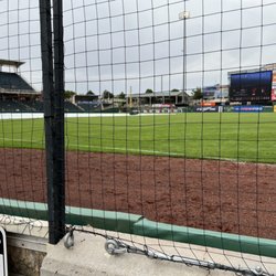 Isotopes Park - Netting blocking entire foul area.