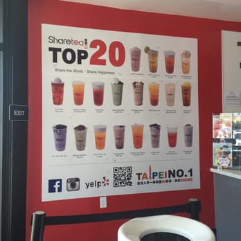 Sharetea - Useful top 20 drinks on the left side - Coffee & Tea Near Me - San Ramon, California