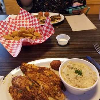 The Catch: Atascocita - Blackened catfish with cheese grits. - Seafood Near Me - Humble, Texas The Catch: Atascocita - Blackened catfish with cheese grits. - Seafood Near Me - Humble, Texas