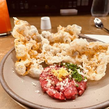 Uchi Houston - Wagyu Tartare with fried tendons. - Sushi Bars Near Me - Houston, Texas Uchi Houston - Wagyu Tartare with fried tendons. - Sushi Bars Near Me - Houston, Texas