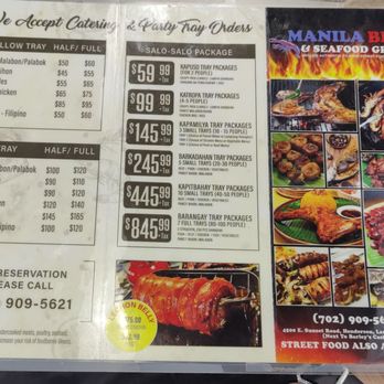 Manila BBQ & Seafood Grill  - Menu as of 04.27.2024 - Barbeque Near Me - Henderson, Nevada