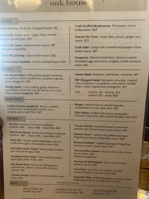 Menu photo 1 Oak House Birmingham, AL Menu photo 1 Oak House Birmingham, AL