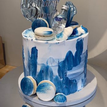 AwesomeYO's Kitchen - a blue and white birthday cake - Bakeries Near Me AwesomeYO's Kitchen - a blue and white birthday cake - Bakeries Near Me