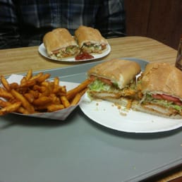 Barn burner sub with spicy fries