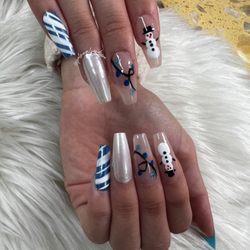 Palm Nails & Spa - Blue Winter Wonderland Nails