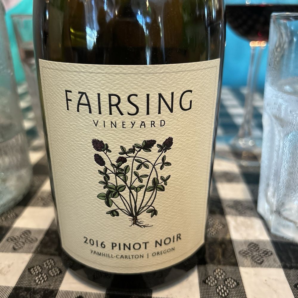 Excellent 2016 Estate Pinot that we drank with family in Olympia. Picked up previous week from Fairsing. Excellent 2016 Estate Pinot that we drank with family in Olympia. Picked up previous week from Fairsing.