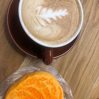 Top Out Cafe - Cappuccino and Pumpkin Shaped sugar cookie - Coffee & Tea Near Me - Indianapolis, Indiana
