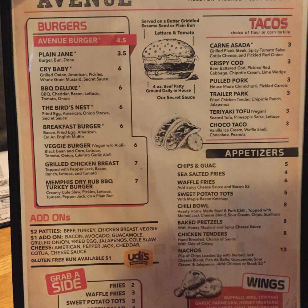The Avenue - Food Menu - June 2019 - Burgers Near Me - Boston, Massachusetts The Avenue - Food Menu - June 2019 - Burgers Near Me - Boston, Massachusetts