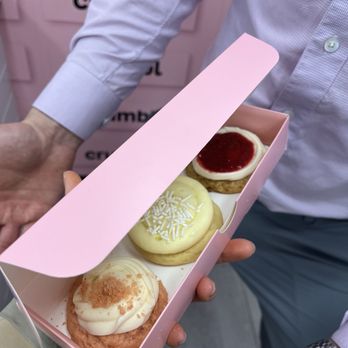 Crumbl - The Well - Pink velvet (our fav of the ones we tried), lemon pie, raspberry cheesecake - Bakeries Near Me - Toronto, Ontario