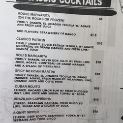 Komal Latin Kitchen & Bar - Cocktail menu