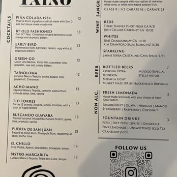 Bistro Taino - Cocktail Menu - Puerto Rican Near Me - Bogota, New Jersey Bistro Taino - Cocktail Menu - Puerto Rican Near Me - Bogota, New Jersey