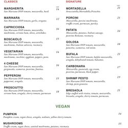 Amore & Farina - Menu