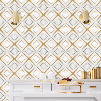 Raffi Glass - Brass Diamond Custom Water Jet Cut Marble with Genuine Brass Inlay - Kitchen & Bath Near Me - Los Angeles, California Raffi Glass - Brass Diamond Custom Water Jet Cut Marble with Genuine Brass Inlay - Kitchen & Bath Near Me - Los Angeles, California