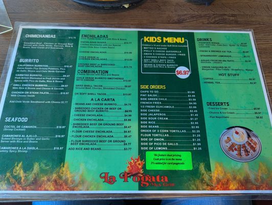 Menu photo 4 La Fogata Mex-Grill Kearns, UT