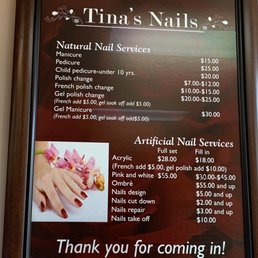 Tina's Nails Pricing Tina's Nails Pricing