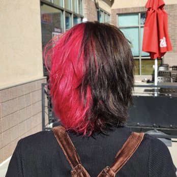 Edge and Elevation Hair Studio - Fun fashion color split dye - Hair Salons Near Me - Loveland, Colorado Edge and Elevation Hair Studio - Fun fashion color split dye - Hair Salons Near Me - Loveland, Colorado