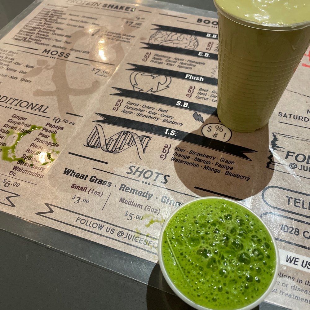 a green smoothie and a green smoothie