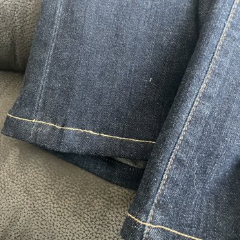 Perfect fit studio - This is how they hemmed my pants. Uneven and wrong color yarn. So disappointing because these were expensive jeans - Sewing & Alterations Near Me - Westminster, California Perfect fit studio - This is how they hemmed my pants. Uneven and wrong color yarn. So disappointing because these were expensive jeans - Sewing & Alterations Near Me - Westminster, California