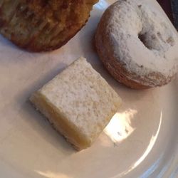 YUM - Bourbon Bread pudding muffin, baked sweet potato donut, lemon square