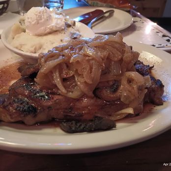 Texas Roadhouse - 12 oz ribeye I asked for medium where it came medium. With smothered onions and mushrooms. Mashed potatoes on the side - Steakhouses Near Me - Spring Hill, Tennessee