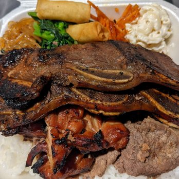 Gina's B-B-Q - Gina's Special - BBQ beef (bottom right) tastes as bland as it looks. Everything else is great. - Korean Near Me - Honolulu, Hawaii Gina's B-B-Q - Gina's Special - BBQ beef (bottom right) tastes as bland as it looks. Everything else is great. - Korean Near Me - Honolulu, Hawaii