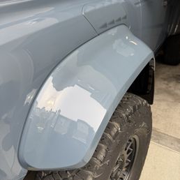 After shot with damage removed. The fender looks better than new. After shot with damage removed. The fender looks better than new.