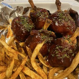 Bourbon lollipops so good! Housemade sauce on lightly breaded and fried chicken