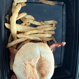 A very sad $20 burger and fries. A very sad $20 burger and fries.