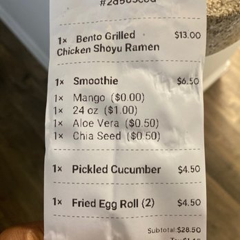 Bento Cafe - Receipt - Taiwanese Near Me - Norcross, Georgia